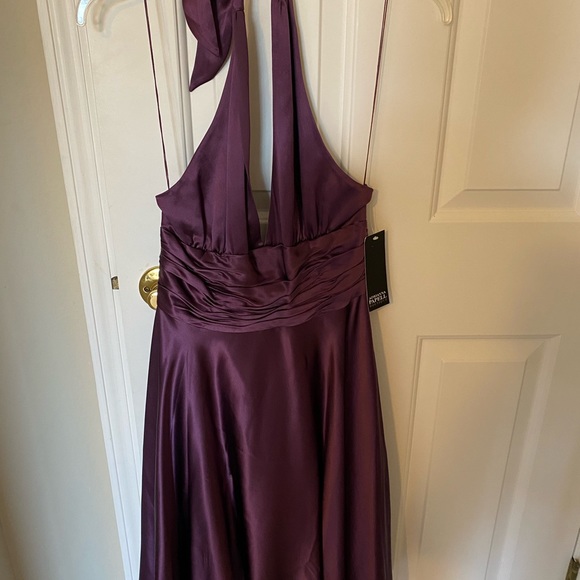 Purple Adrian Papell silk halter dress. NWT - Picture 3 of 5